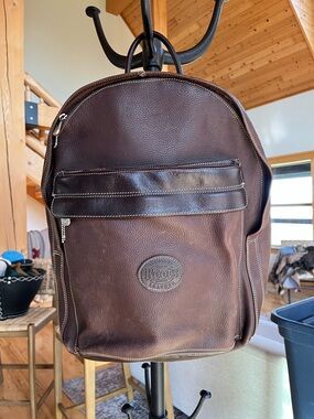 Roots Dark Brown Leather Backpack with Front Pocket